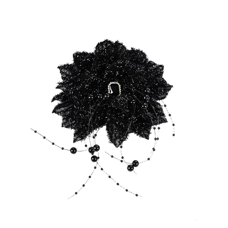 ヘアアクセサリー レディース コサージュ ブローチ 髪飾り ヘッドドレス 造花 フラワー タッセル チュ..