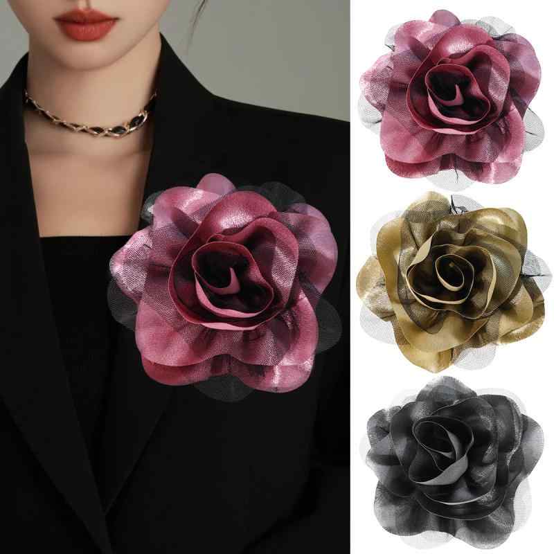 ブローチ レディース カメリア コサージュ バラ 薔薇 花モチーフ フラワー 高級感 上品 エレガント ス..