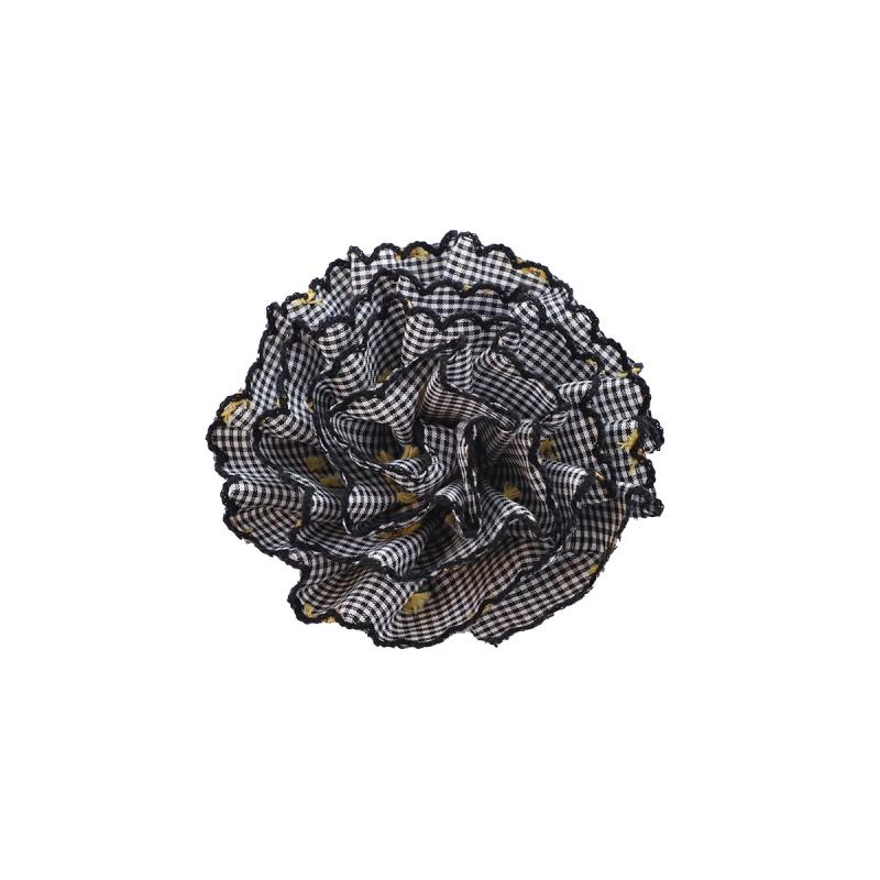 アクセサリーパーツ レディース 春夏 ブルー ブラック DIY ヘアゴム コサージュ 布製 チェック柄 フラ..
