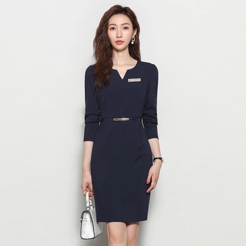 ワンピース レディース タイト スーツ 事務服 半袖 Vネック 春夏 通勤 接客 制服 オフィス フォーマル 膝上 ミニ丈 ストレッチ 無地 エレガント 高級感 上品 ネイビー ホワイト