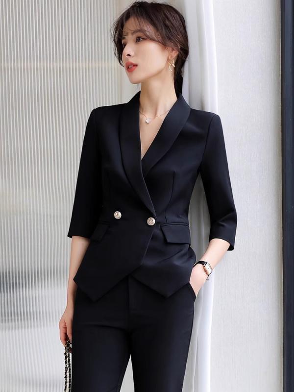 パンツスーツ レディース セットアップ 事務服 ジャケット スラックス 通勤 オフィス 面接 高級感 洗える 伸縮性 ストレッチ 春秋 フォーマル 長袖 ポリエステル ブラック 美脚 スリム ボトムス トップス