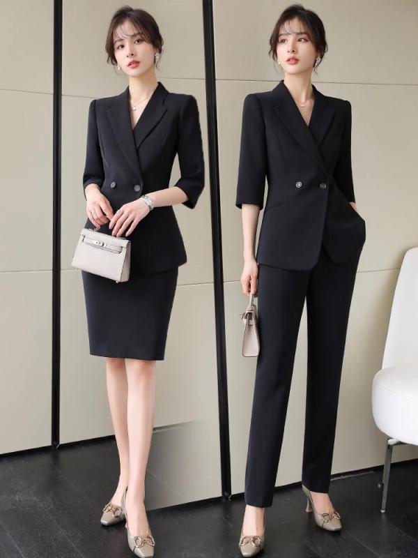 セットアップ レディース 春夏 スーツ 五分袖 パンツ スカート 通勤 オフィス ビジネス ジャケット ショート丈 タイト きれいめ 高級感 伸縮性 エレガント 上品 テーラード