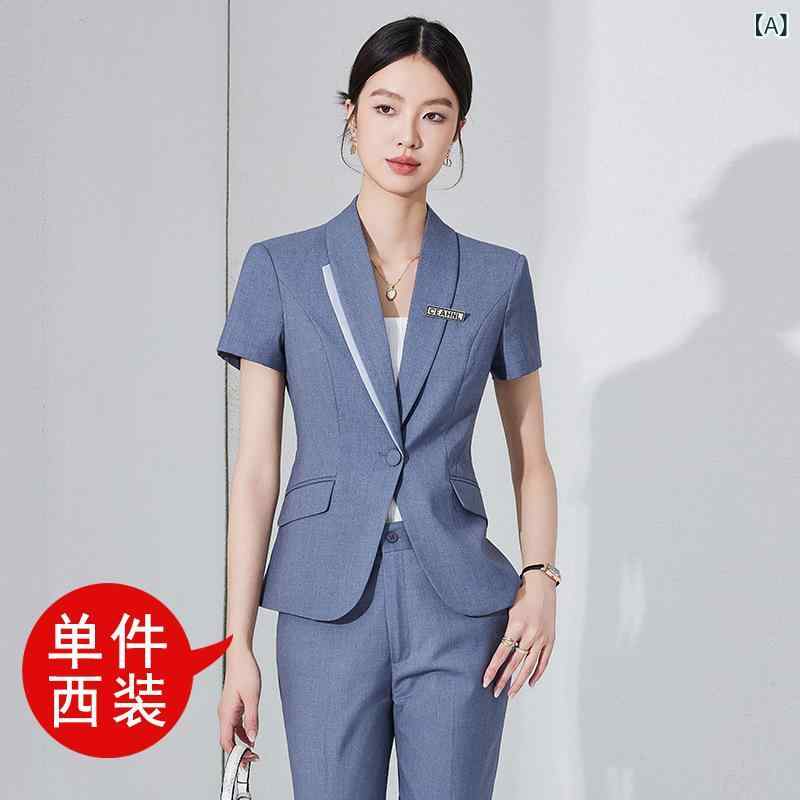 スーツ レディース セットアップ 春夏 半袖 事務服 仕事着 制服 オフィス 接客 ホテル 受付 ビジネス フォーマル テーラード 上下セット ポリエステル グレー ブラック ネイビー 高級感 通勤 きれいめ