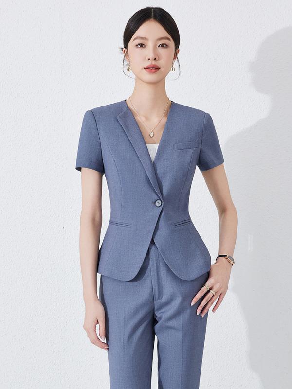 セットアップ レディース 春夏 半袖 薄手 事務服 制服 ユニフォーム ビジネス 接客 受付 美容室 エステ サロン パンツ スカート スーツ..