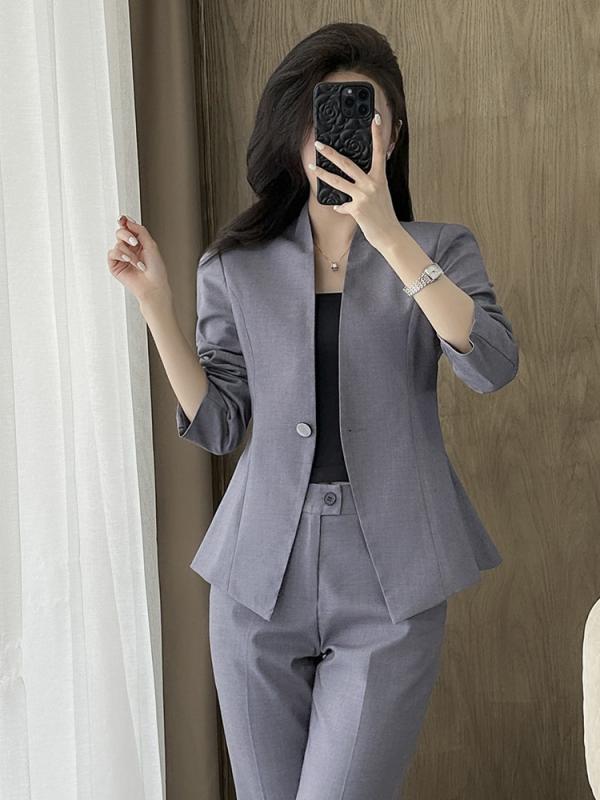 セットアップ レディース スーツ 事務服 制服 上下セット パンツ スカート フォーマル オフィス 接客 通勤 就活 リクルート 春夏 高級感 ストレッチ 洗える ポリエステル 無地 ネイビー グレー ブラック 大きいサイズ ジャケット ズボン