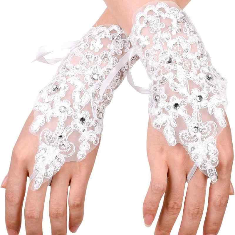 ウエディンググローブ レディース レース ショート丈 フィンガーレス 指なし 結婚式 披露宴 パーティー ブライダル 手袋 ドレス 華やか かわいい エレガント 高級感 上品 透け感 レッド ホワイト アイボリー オールシーズン