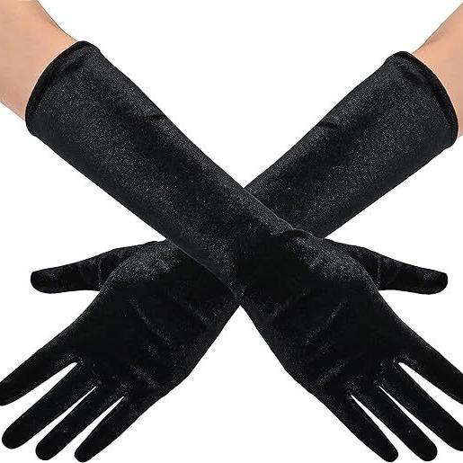 手袋 レディース グローブ ベロア ベルベット ミドル丈 五本指 光沢感 高級感 伸縮性 エレガント ブラック ダークグリーン ワインレッド パーティー 結婚式 コスプレ フォーマル 上品 華やか カメリア ドレス