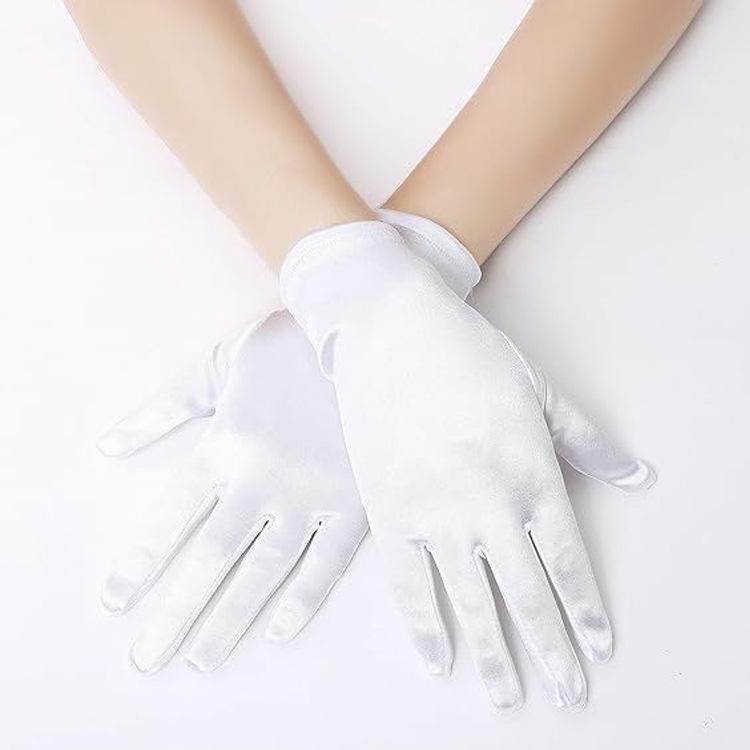 手袋 レディース ショート丈 サテン グローブ 結婚式 パーティー ウェディング フォーマル 艶 光沢 滑らか シンプル 無地 アクセサリー エレガント 上品 高級感 ブラック ホワイト レッド オールシーズン
