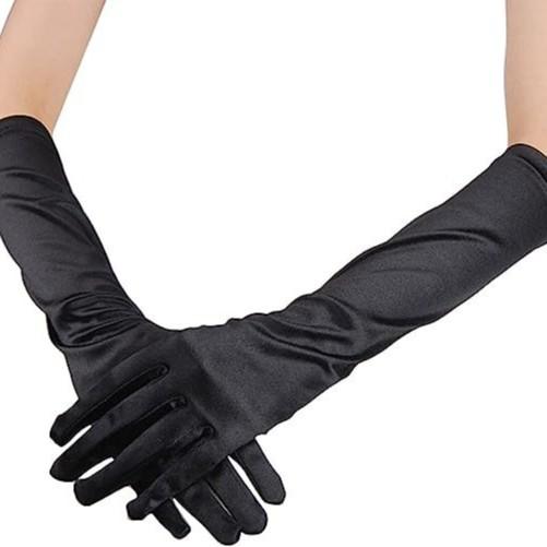 手袋 レディース グローブ サテン ミディアム丈 肘下 結婚式 パーティー 撮影用 黒 白 赤 シンプル 光沢 高級感 フォーマル お呼ばれ ブライダル小物 ステージ衣装 ダンス オペラ 発表会 華やか 上品 無地 伸縮性 柔らかい