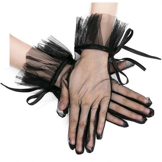 手袋 レディース ウエディンググローブ ブライダル 結婚式 前撮り 披露宴 ショート丈 レース リボン チュール メッシュ サテン 清楚 上品 エレガント 韓国 アクセサリー ホワイト ブラック 透け感 花嫁 高級感