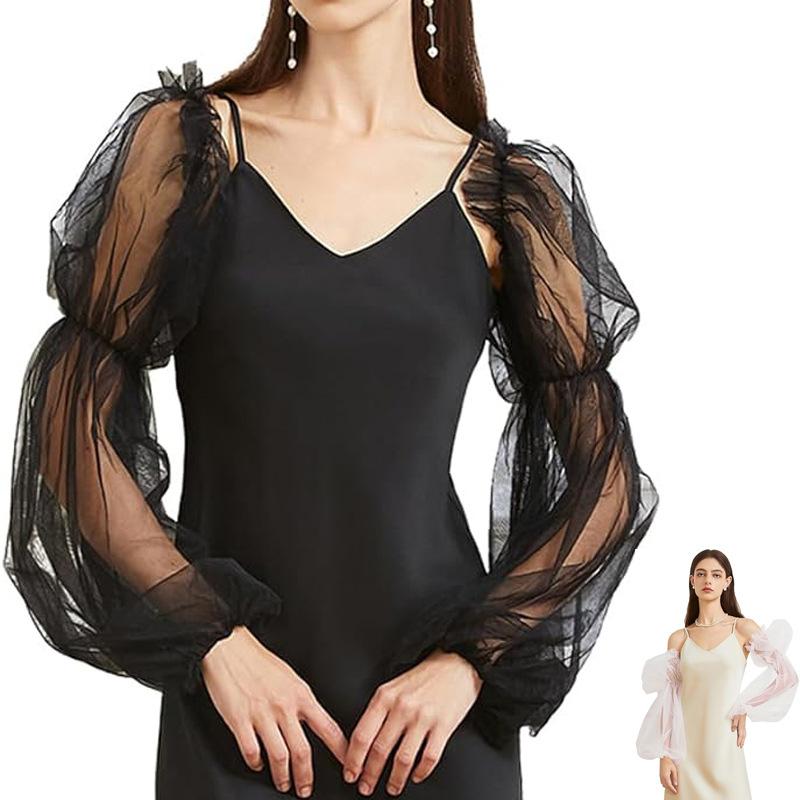 アームカバー レディース 結婚式 披露宴 舞台 ブライダル小物 ロング チュール メッシュ シアー 透け感 伸縮性 ストレッチ UVカット シームレス 黒 白 アクセサリー 無地 エレガント 上品 高級感