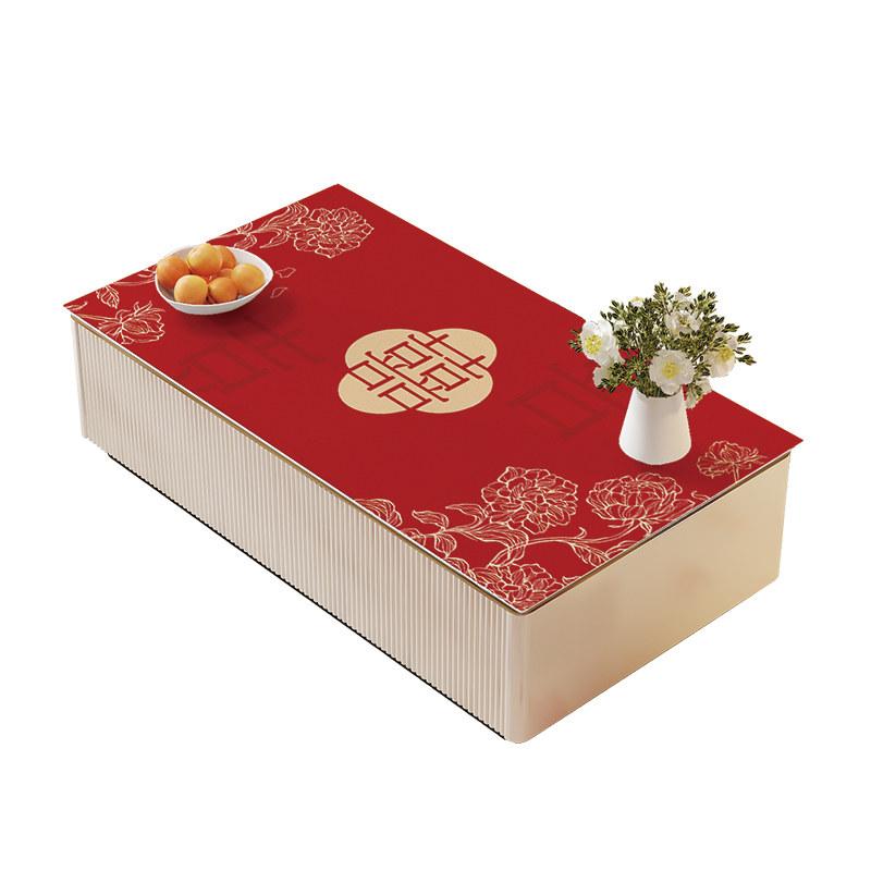 テーブルクロス おしゃれ 結婚式 赤 慶事 喜の字 ダイニング リビング 食卓 防水 撥油 お手入れ簡単 フェイクレザー PVC マット チャイナ風 花柄 インテリア