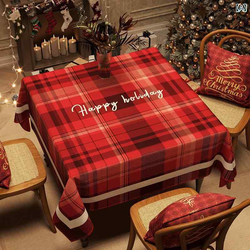 テーブルクロス おしゃれ 新春 お正月 クリスマス 漢字 チャイナ風 スクエア 赤 レトロ お祝い 慶事 綿..