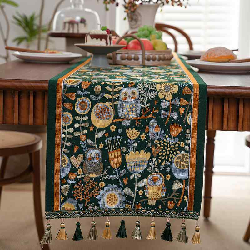 おしゃれ テーブルランナー アメリカン レトロ 北欧 ハロウィン クリスマス シェニール 長方形 食卓 テ..