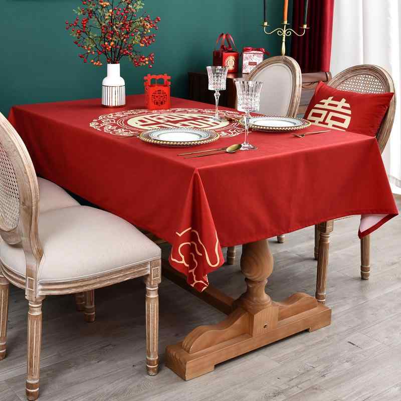 テーブルクロス おしゃれ 結婚式 ブライダル モダン チャイナ風 慶事 お祝い 華やか 赤 四角 ラグジュ..