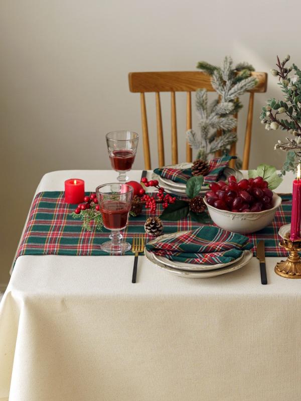 おしゃれ テーブルランナー アメリカン レトロ チェック柄 北欧 クリスマス パーティー 赤 緑 雪の結晶 インスタ映え 華やか 長方形 ランチョンマット デコレーション
