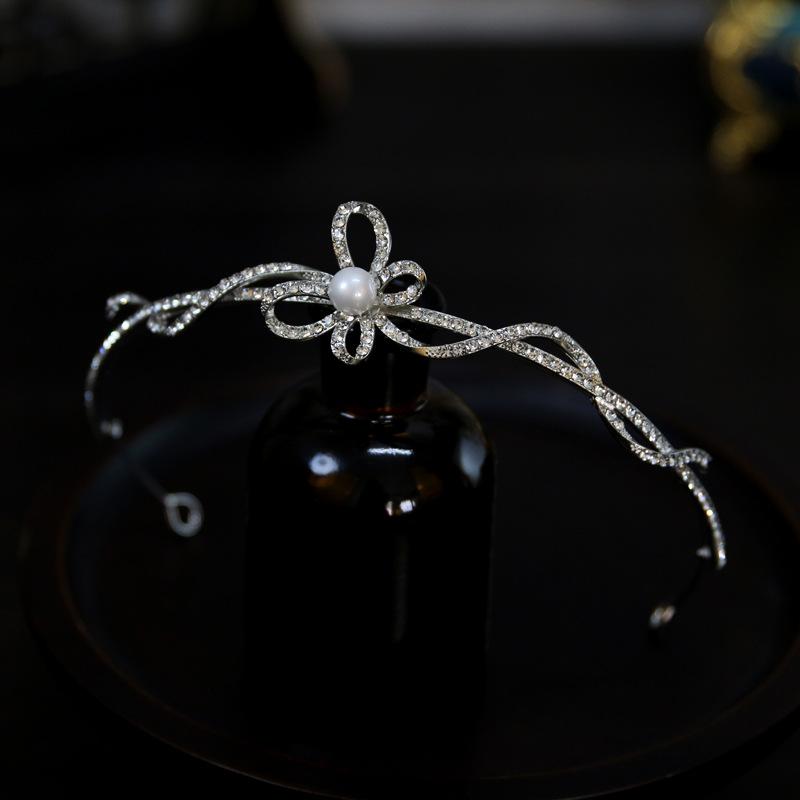 クラウン レディース ティアラ 王冠 髪飾り ヘッドドレス 韓国 パール パール リボン 小さめ コンパク..