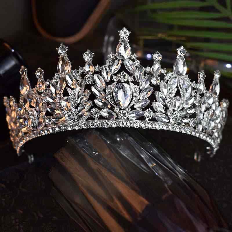 ティアラ レディース バロック様式 クリスタル 王冠 髪飾り ヘッドドレス 豪華 高級感 合金 電気メッキ..