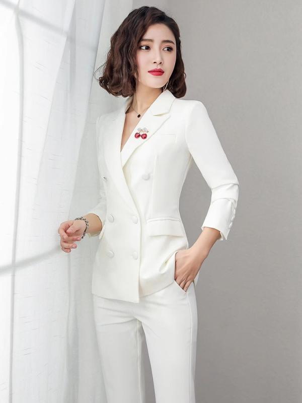 セットアップ レディース パンツスーツ テーラードジャケット 春秋 通勤 就活 面接 ビジネスカジュアル 事務服 ストレッチ 伸縮性 無地 フォーマル 高級感 ポリエステル ポリウレタン スリム 長袖 白 黒