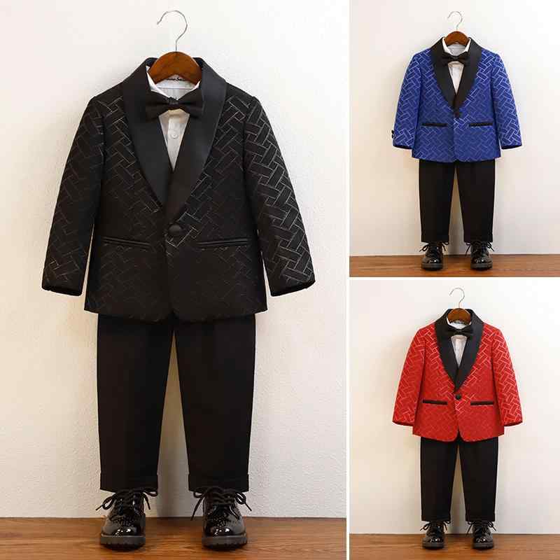 スーツ 男の子 キッズ セットアップ フォーマル 英国風 チェック柄 春秋 結婚式 七五三 入園式 長ズボン テーラードジャケット ブレザー 柔らかい 高級感 かっこいい おしゃれ 小学生 冠婚葬祭 ブラック レッド ブルー