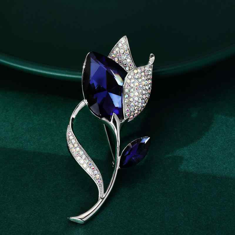 ブローチ レディース 花 フラワー カラー チューリップ クリスタル ジルコニア 銅 秋冬 上品 高級感 かわいい オシャレ 華やか エレガント 結婚式 入学式 卒業式 コート アクセサリー ジュエリー コサージュ