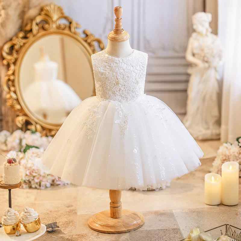 乐天商城 - ドレス 女の子 キッズ プリンセス フォーマル 結婚式 発表会 パーティー チュール ワンピース ホワイト 白 フラワーガール ボタニカル 華やか ふんわり 舞台衣装 七五三 お呼ばれ 高級感 かわいい オールシーズン