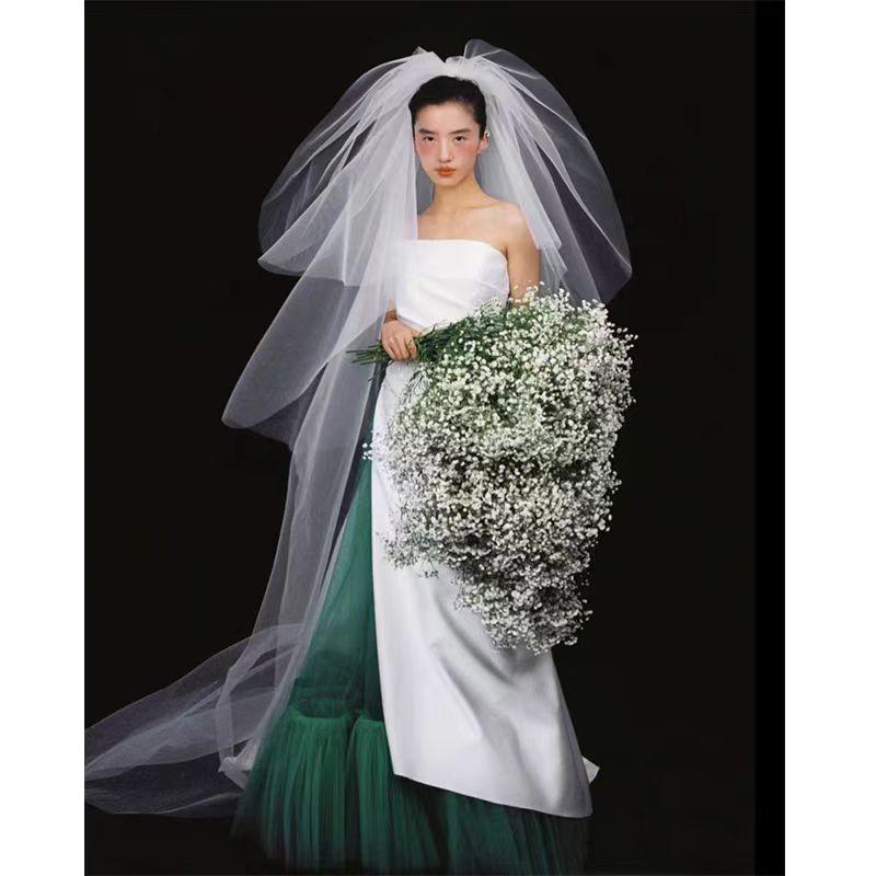 ・カテゴリ: ヘッドドレス・対象: レディース・スタイル: ナチュラル・素材: チュール・: 幾何学・仕様: 2層式・用途: ウェディング、誕生日、旅行記念・カラー展開: ホワイト・長さ: 60cm、80cm、200cm（3層）