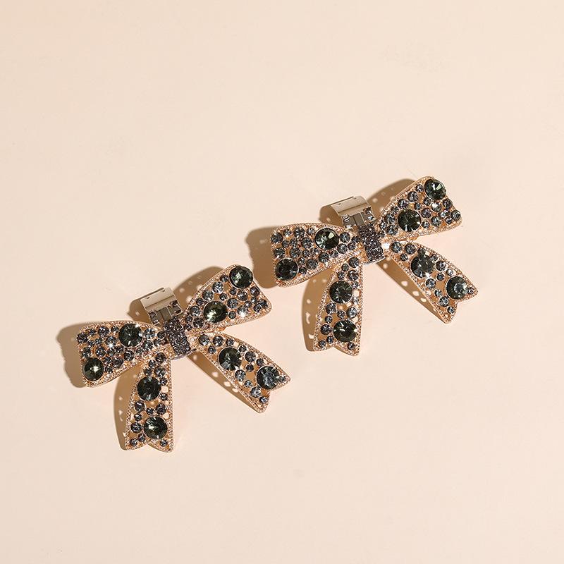 シューズアクセサリー レディース バタフライ リボン メタル ラインストーン ジルコニア ゴールド グレ..