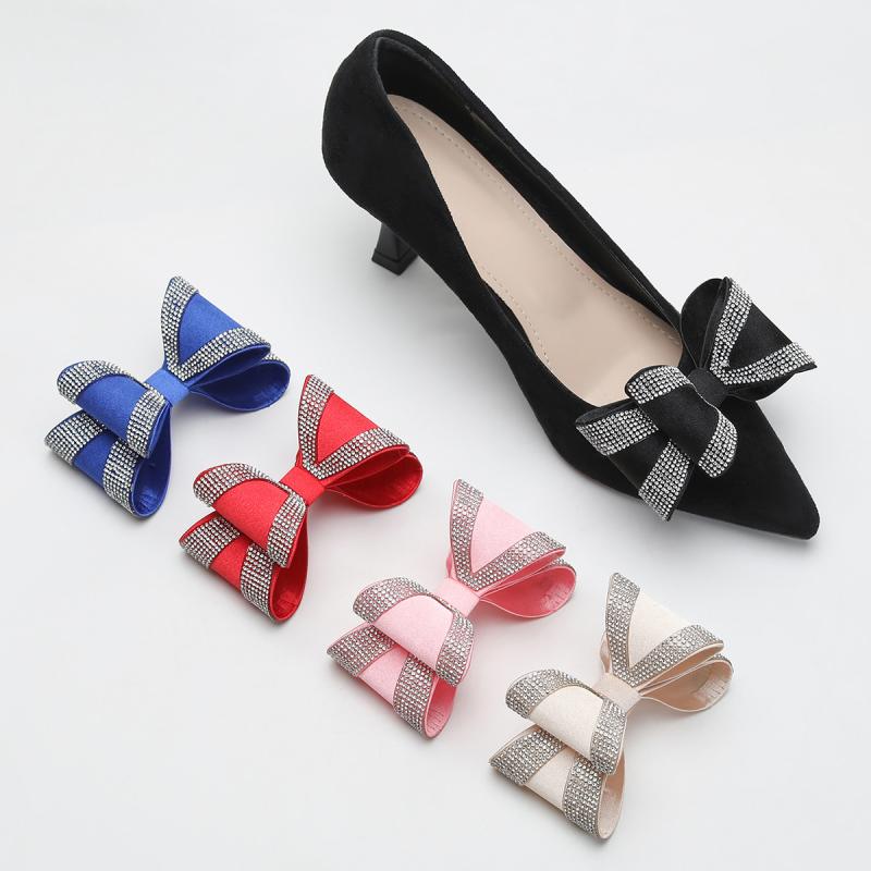 シューズアクセサリー レディース リボン 立体 ラインストーン ビジュー キラキラ 飾り パンプス ハイヒール サンダル ブーツ 通勤 パーティー 結婚式 かわいい 高級感 華やか 白 黒 ピンク