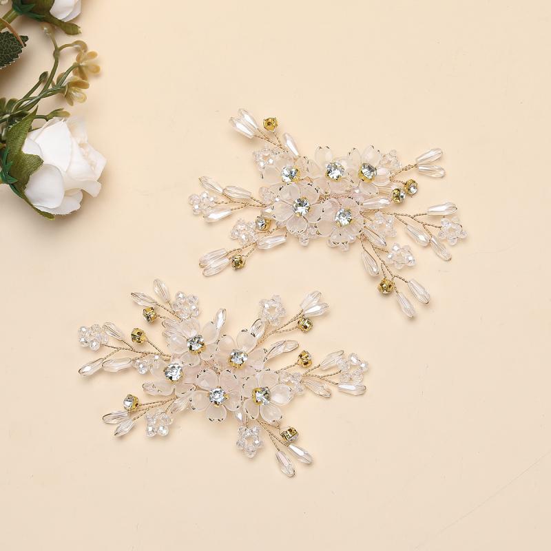 シューズアクセサリー レディース パンプス飾り ビジュー ラインストーン 結婚式 ブライダル パーティー ゴールド キラキラ クリスタル 豪華 高級感 金属製 着脱簡単 おしゃれ かわいい エレガント 上品