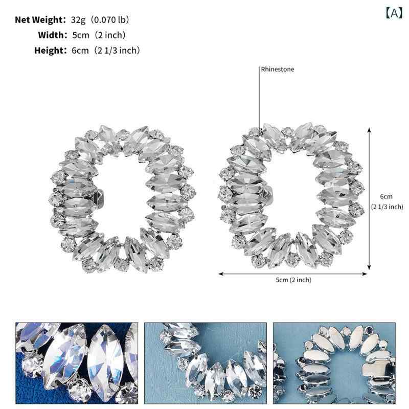 フロントップ楽天市場店のシューズアクセサリー レディース 結婚式 パーティー 披露宴 パンプス 飾り ビジュー ラインストーン ジルコニア シルバー 透かし彫り 楕円形 シューパーツ 靴飾り 着脱可能 電気メッキ加工 高級感 華やか 上品｜アングル2