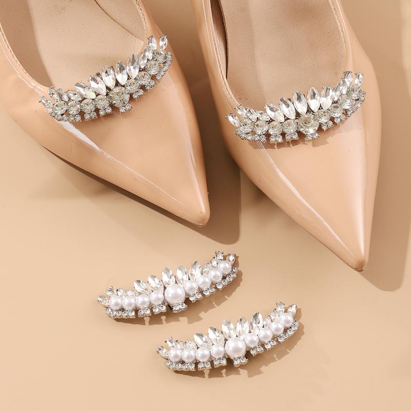 シューズアクセサリー レディース 靴飾り ビジュー ラインストーン ジルコニア パール 高級感 エレガン..