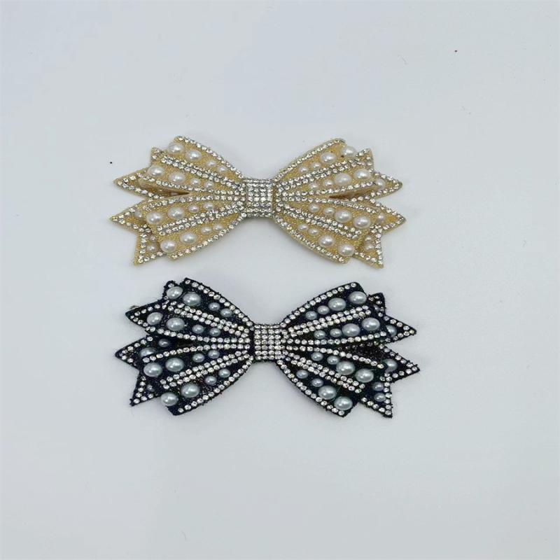 シューズアクセサリー レディース 靴飾り 重ねリボン パンプス ビジュー パール ラインストーン 華やか 高級感 簡単装着 ブラック アプリコット オールシーズン 結婚式 二次会 普段使い ジュエリー エレガント