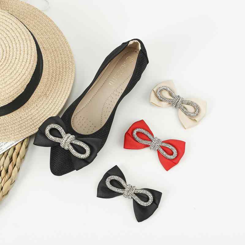 シュー レディース シューズアクセサリー 靴飾り リボン ビジュー ジルコニア 布製 キラキラ 高級感 上..