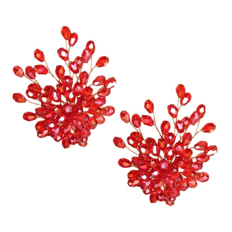 シューズアクセサリー レディース パンプス飾り 結婚式 パーティー ウエディング チャイナ風 赤 レッド クリスタル ラインストーン ビーズ ハンドメイド 取り外し パーツ バックル 華やか 豪華 きれいめ フォーマル オールシーズン