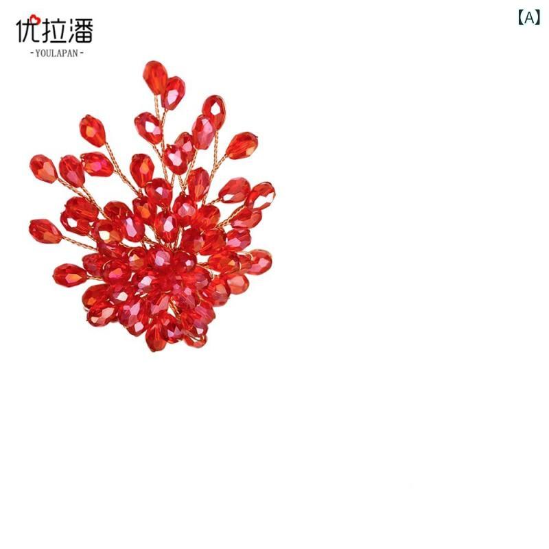 シューズアクセサリー レディース ハンドメイド ビジュー ビーズ レッド クリスタル ラインストーン 着脱式 結婚式 ブライダル パーティー パンプス ハイヒール 靴飾り おしゃれ 華やか エレガント キラキラ オールシーズン