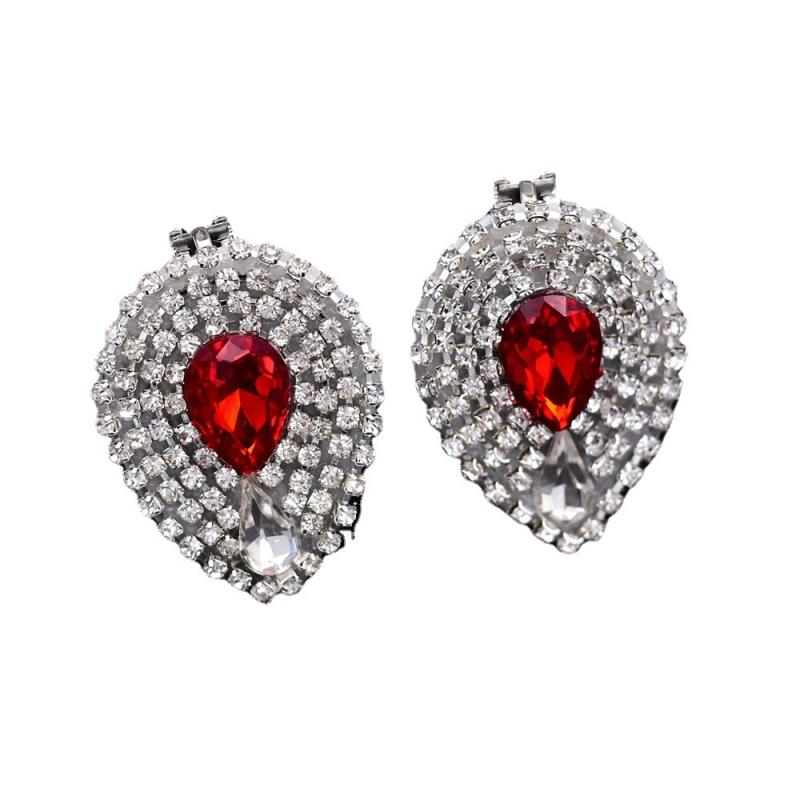 シューズアクセサリー レディース 靴飾り ハート型 ビジュー ラインストーン ジルコニア 赤 レッド ブライダル ウェディング 結婚式 パーティー フォーマル パンプス ハイヒール サンダル オールシーズン 着脱式 キラキラ 高級感