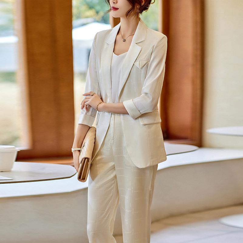 セットアップ レディース テーラードジャケット パンツスーツ アセテート サテン 高級感 上品 エレガント きれいめ 光沢感 通勤 オフィス ビジネス 春秋冬 白 ライトグリーン 黒 小さめサイズ アウター ズボン ボトムス 事務服 フォーマル 面接