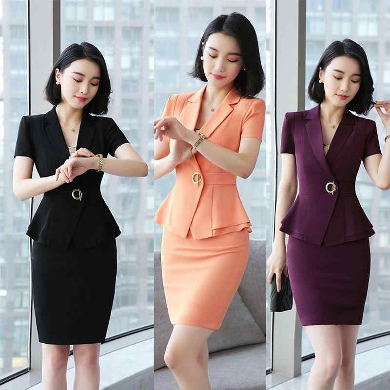 セットアップ レディース 春夏 半袖 スカートスーツ 事務服 接客 ホテル Vネック タイト ウエストシェイプ 切り替え ストレッチ 大きいサイズ 伸縮性 上品 高級感 ポリエステル ブラック ワインレッド ホワイト