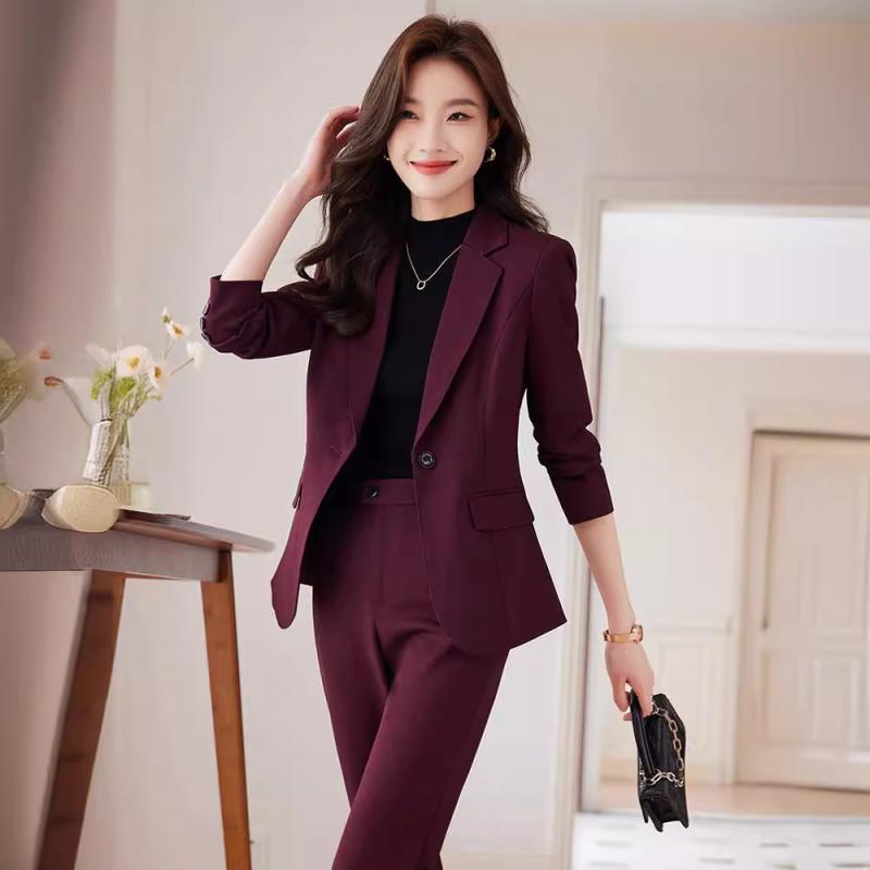 セットアップ レディース テーラードジャケット パンツスーツ 秋冬 通勤 オフィス フォーマル イエロー ブラック レッド ポリエステル ポリウレタン 高級感 エレガント 長袖 ボトムス ビジネス 事務服 就活