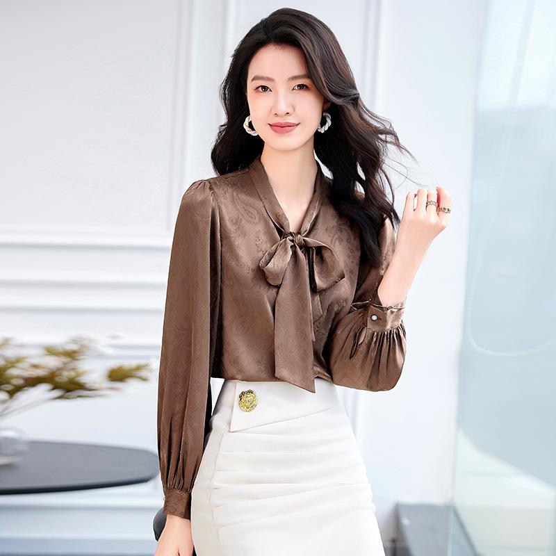 シャツ レディース 長袖 ブラウス トップス 通勤 オフィス 仕事用 秋冬 スリム 無地 襟 前開き 伸縮性 竹繊維 ポリエステル 吸湿 速乾 高級感 大きいサイズ フォーマル ビジネス カーキ ベージュ アイボリー