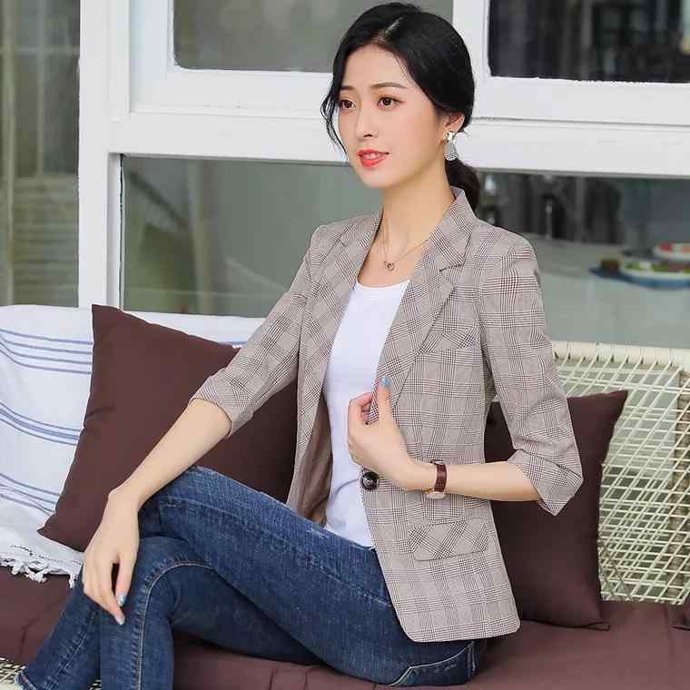 テーラードジャケット レディース セットアップ 七分袖 チェック 格子柄 通勤 オフィス ビジネス 上品 エレガント きれいめ 高級感 ポリエステル 美シルエット ウエストシェイプ 春夏 ブラック ホワイト ブラウン