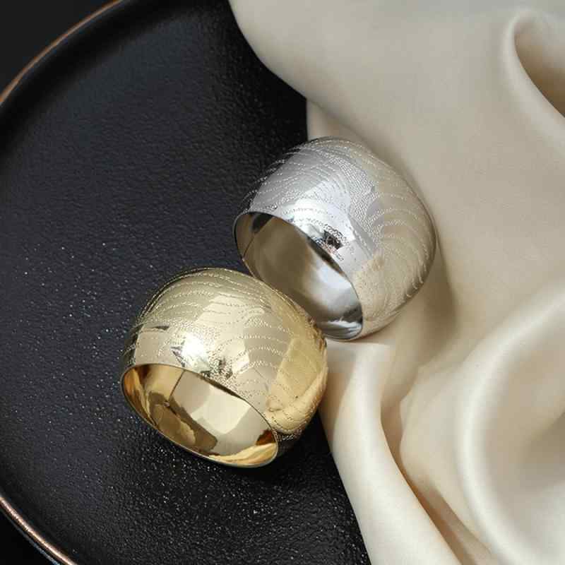 ナプキンリング ホルダー バックル 卓上装飾 テーブル小物 高級感 金属製 電気メッキ加工 ホテル用 レストラン 結婚式 太鼓型 シンプル モダン 上品 光沢 ゴールド シルバー 黄 西洋風 コーディネート エレガント ラウンド アクセサリー