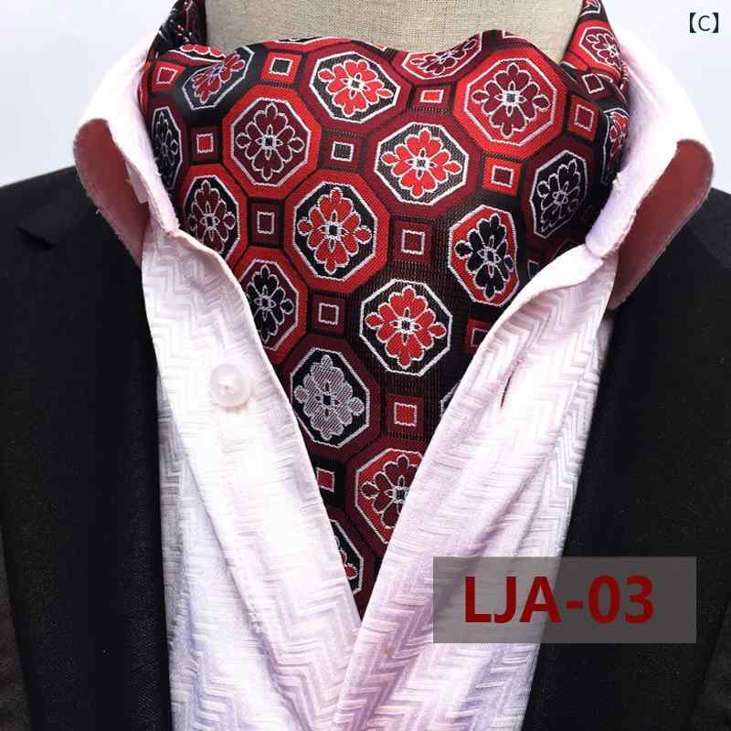 アスコットタイ メンズ スカーフ ペイズリー柄 ジャガード織 菱形 秋冬 防寒 ポリエステル ビジネス 結婚式 パーティー 紳士 襟元 襟巻き クラシック レトロ 英国風 高級感 フォーマル ネイビー グレー ボルドー