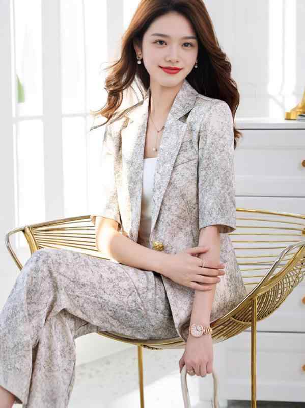 セットアップ レディース 春夏 半袖 五分袖 パンツスーツ テーラードジャケット ロングパンツ ズボン 上下セット カジュアルスーツ 薄手 接触冷感 オフィス 通勤 事務服 きれいめ 高級感 無地 ブラック ホワイト