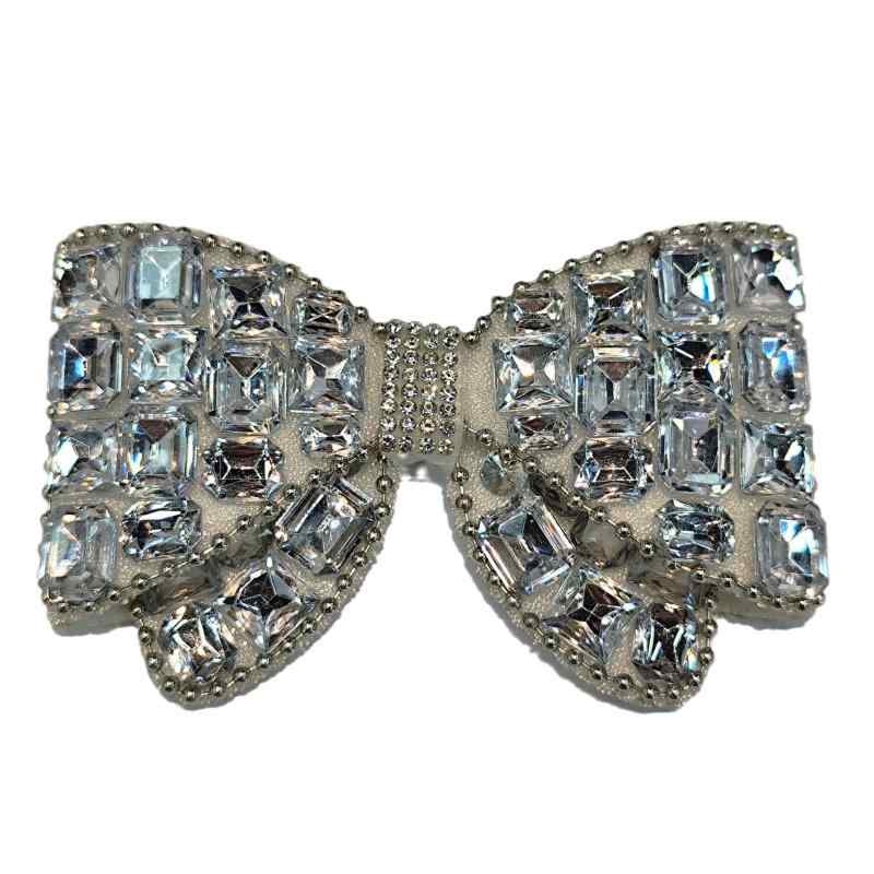 シューズクリップ レディース リボン 不織布 ラインストーン ビジュー シルバー ワンタッチ 貼り付け パンプス サンダル 革靴 デコレーション DIY ハンドメイド キラキラ 上品 華やか 合わせやすい オールシーズン