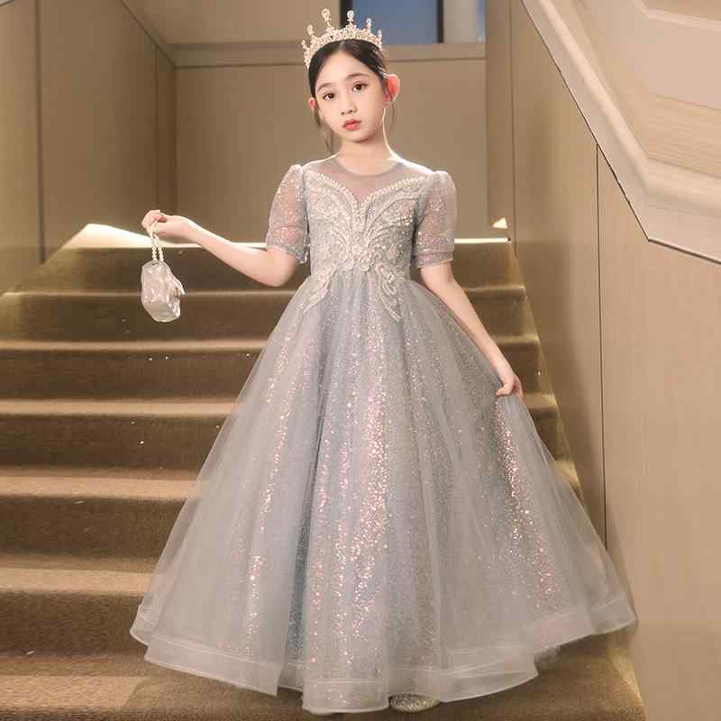 ドレス 女の子 キッズ 子供 発表会 結婚式 演奏会 フォーマル ワンピース 秋冬 プリンセス お姫様 チュール ふんわり 豪華 ボリューム スイート レトロ かわいい ジュニア アンティーク風 高級感 上品 Aライン 裏地