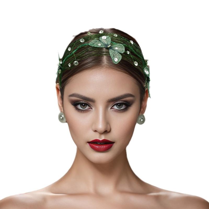 カチューシャ レディース 髪飾り ヘアアクセサリー 手編み ワイド 蝶 モチーフ ラインストーン ビジュ..