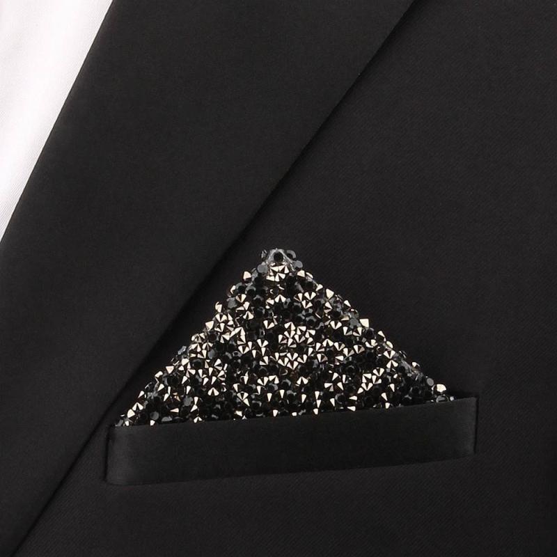 ポケットチーフ メンズ 結婚式 パーティー 宴会 ブラック ゴールド レッド ラインストーン ビジュー キラキラ 差し込み式 ワンタッチ 固定式 スーツ フォーマル タキシード 正装 礼服 胸元 アクセサリー 高級感