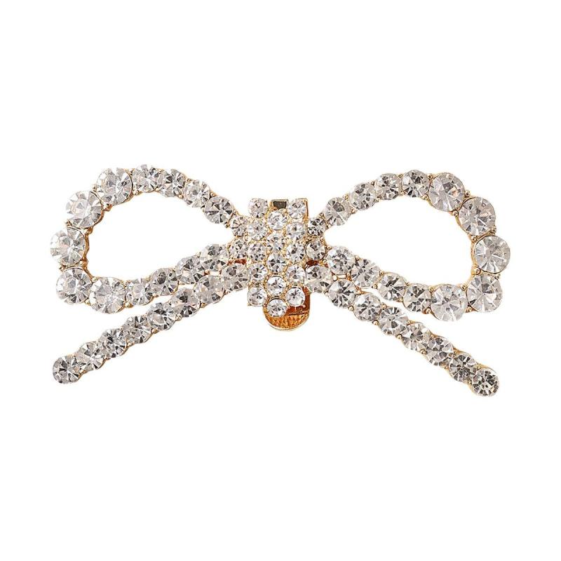 シュークリップ レディース リボン 着脱式 ラインストーン ジルコニア 高級感 結婚式 ブライダル 披露宴 ハイヒール パンプス サンダル アクセサリー パーティー キラキラ ゴールド シルバー ワンタッチ 付け替え